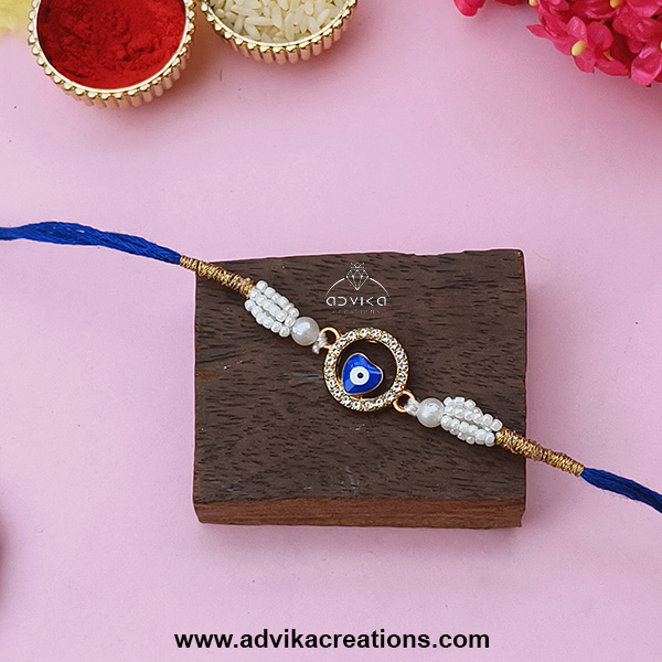 Blue Aura Rakhi with Evil Eye Charm