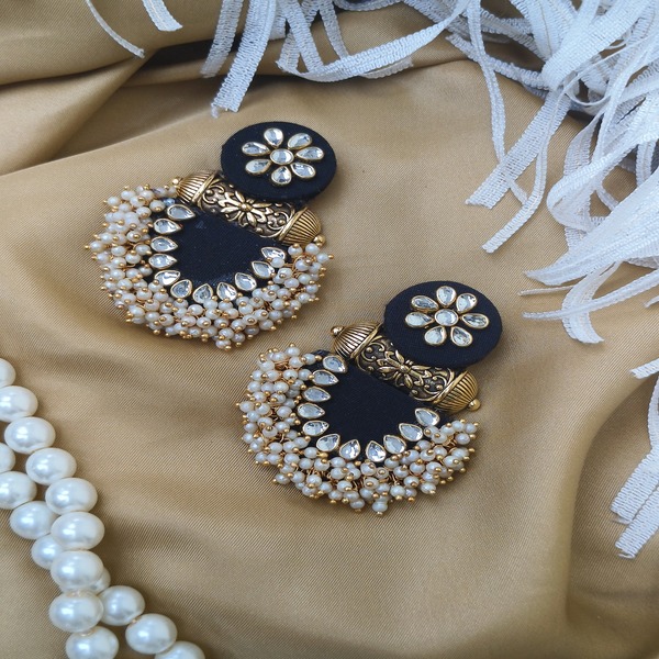 Black Colour Handmade Fabric Earring