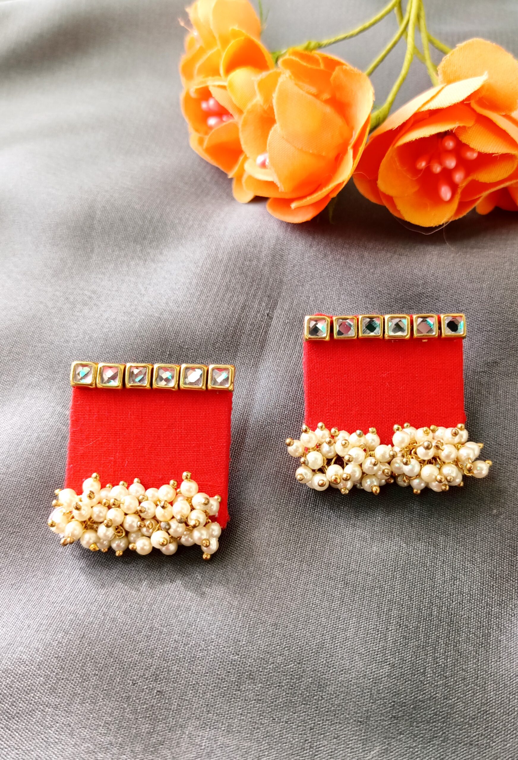 Radha Rani Red Fabric Earring