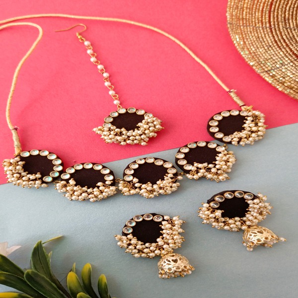 Black velvet Fabric jewellery set for women and girls
