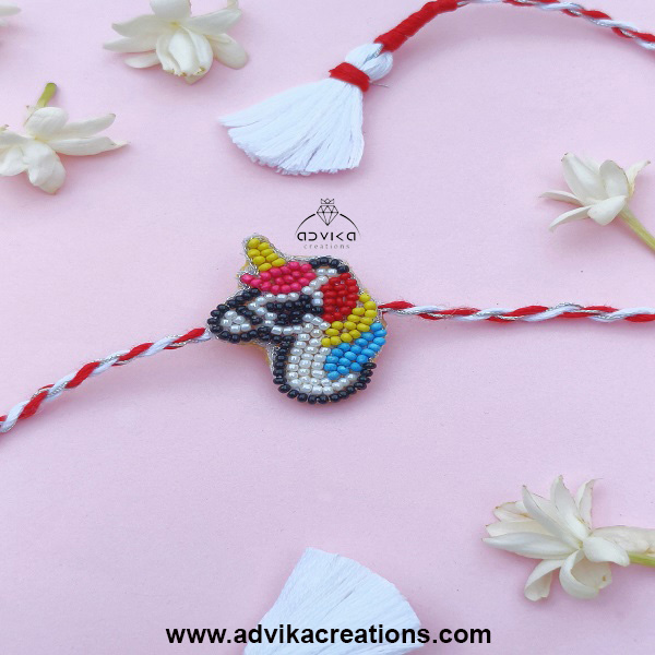 Beaded Unicorn Cartoon Rakhi 02