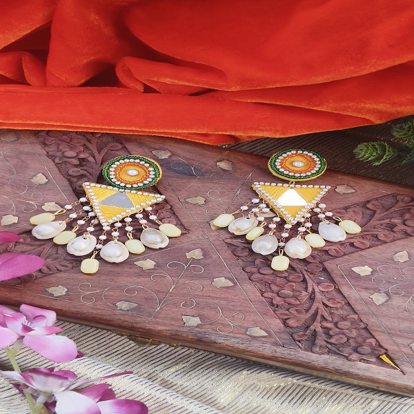 mirror earrings yellow