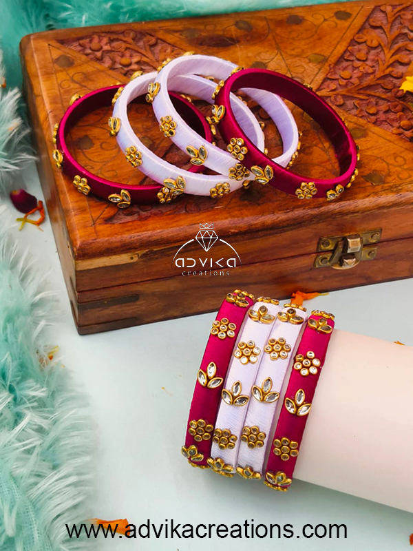 Akanksha Silk Kundan Bangles
