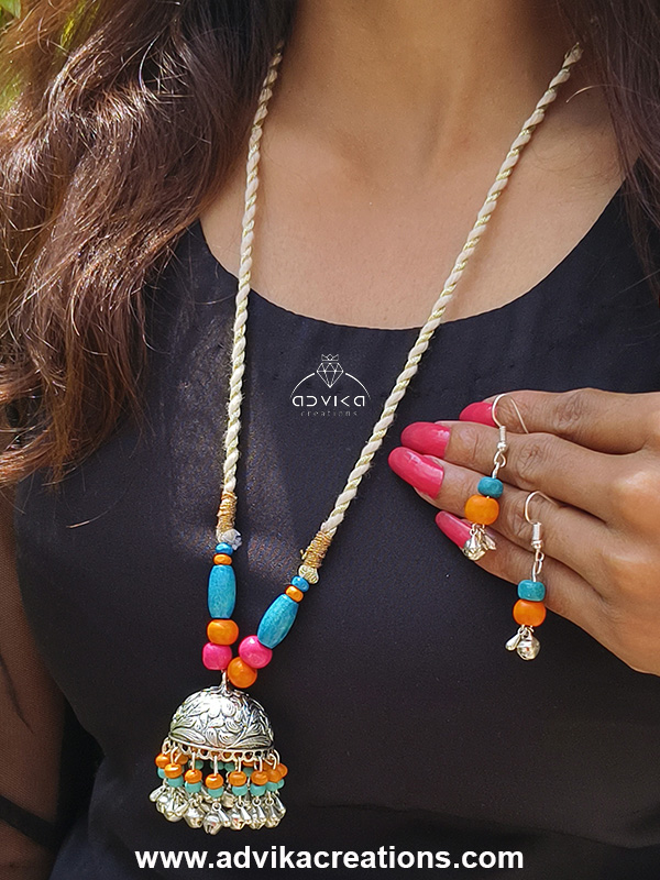 Oxidised Jhumka Mala 16