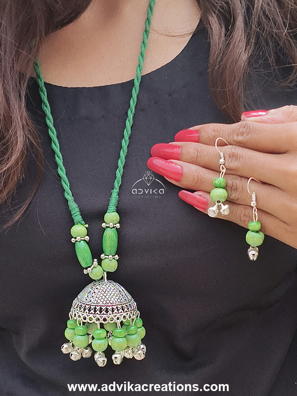 Oxidised Jhumka Mala 19