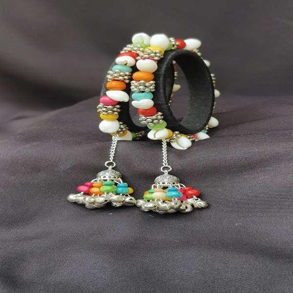 Black Cotton Thread Bangle with Hangings