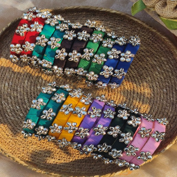 Multi color Fabric hand crafted Ghungroo Bangles for women and girls