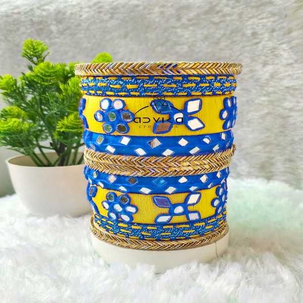 Mirror embroidered cotton thread bangle set 