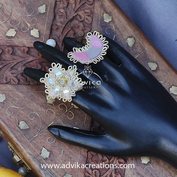 Moon and Star Design 2 Finger Rings