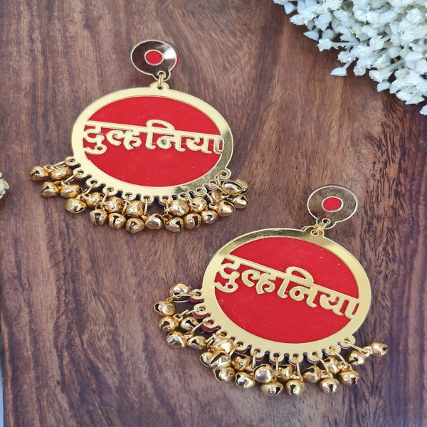 Red fabric Dulhaniya Earring for haldi and mehndi 