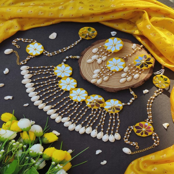 Yellow Haldi mehndi jewellery set for women and girls