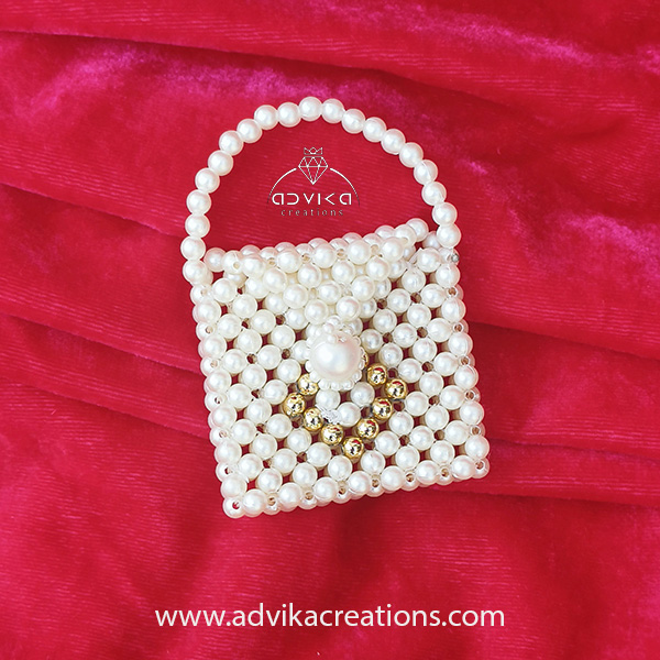 Golden Touch Pearl Beaded Pouch