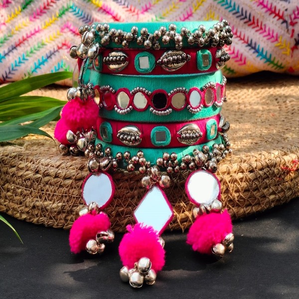 Thread Embroidery Mirror Work Bangles