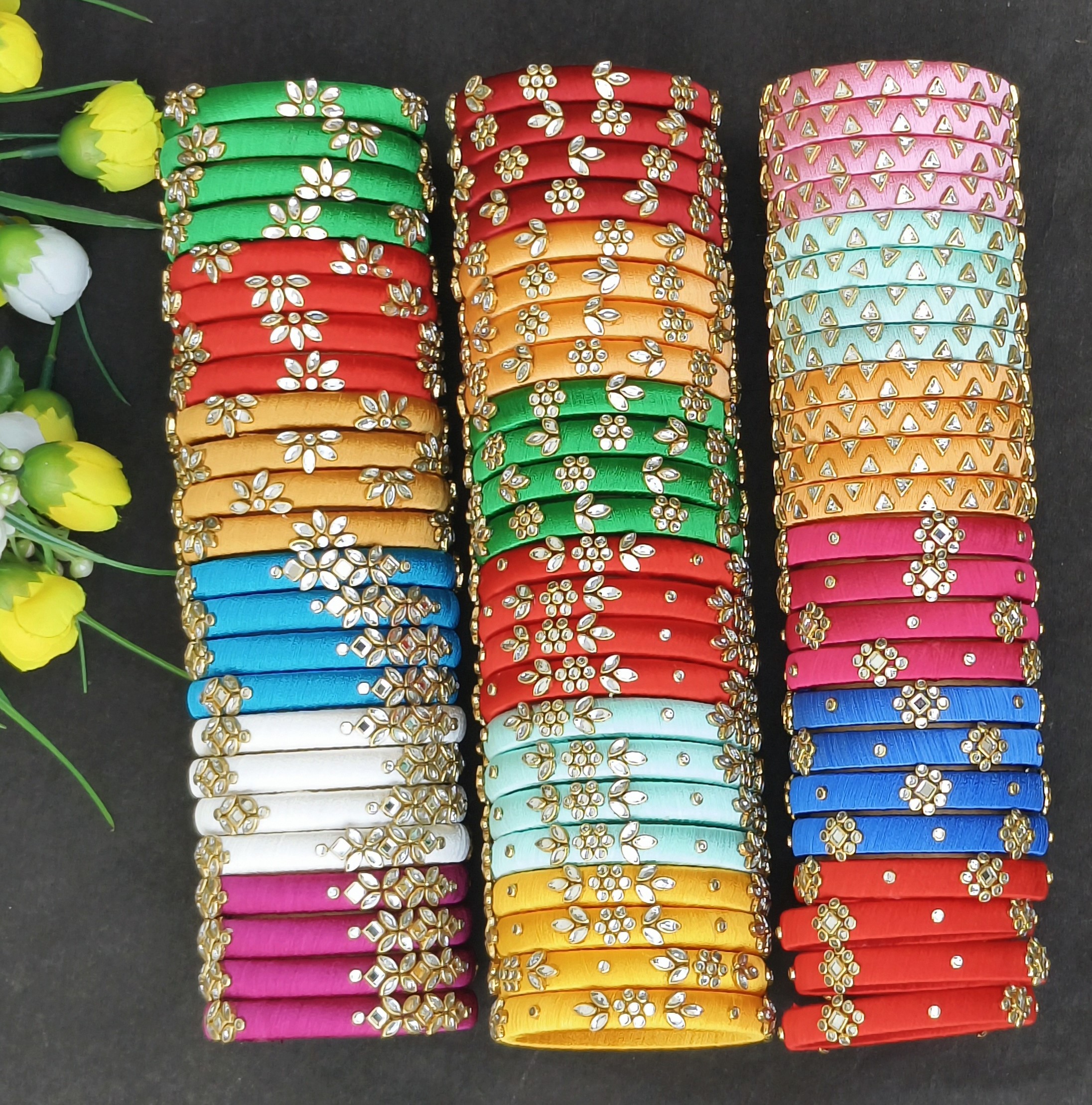 Silk Thread Bangles 18 Sets, Perfect for Return Favour