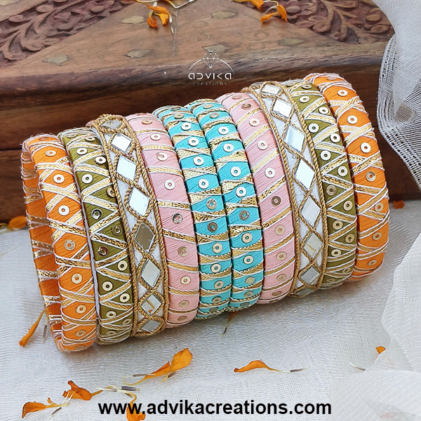 Elegant Pastel Silk Thread Bangles