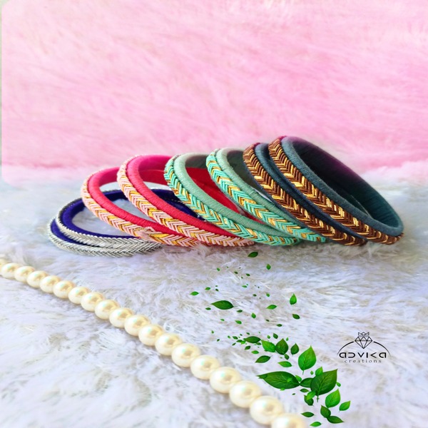 Multicolor Cotton Thread Bangle set of 4 pair