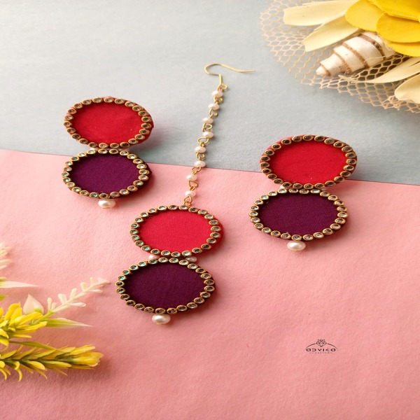 Royal Fabric Earring & Mangtika