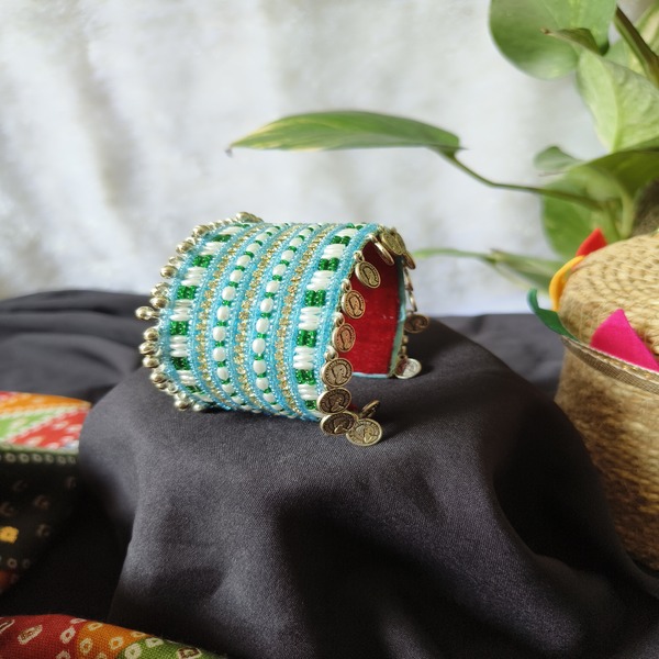 Elegant Handmade Handcuff with Traditional Embellishments