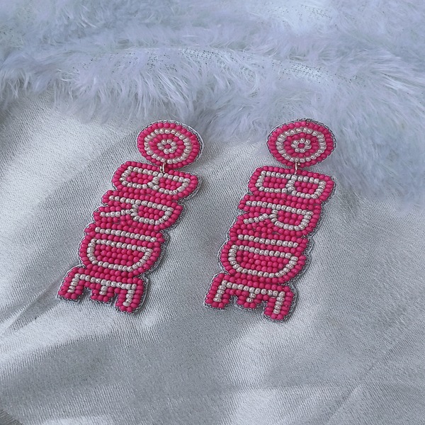 Bride Pink Beaded Earring for women and girls