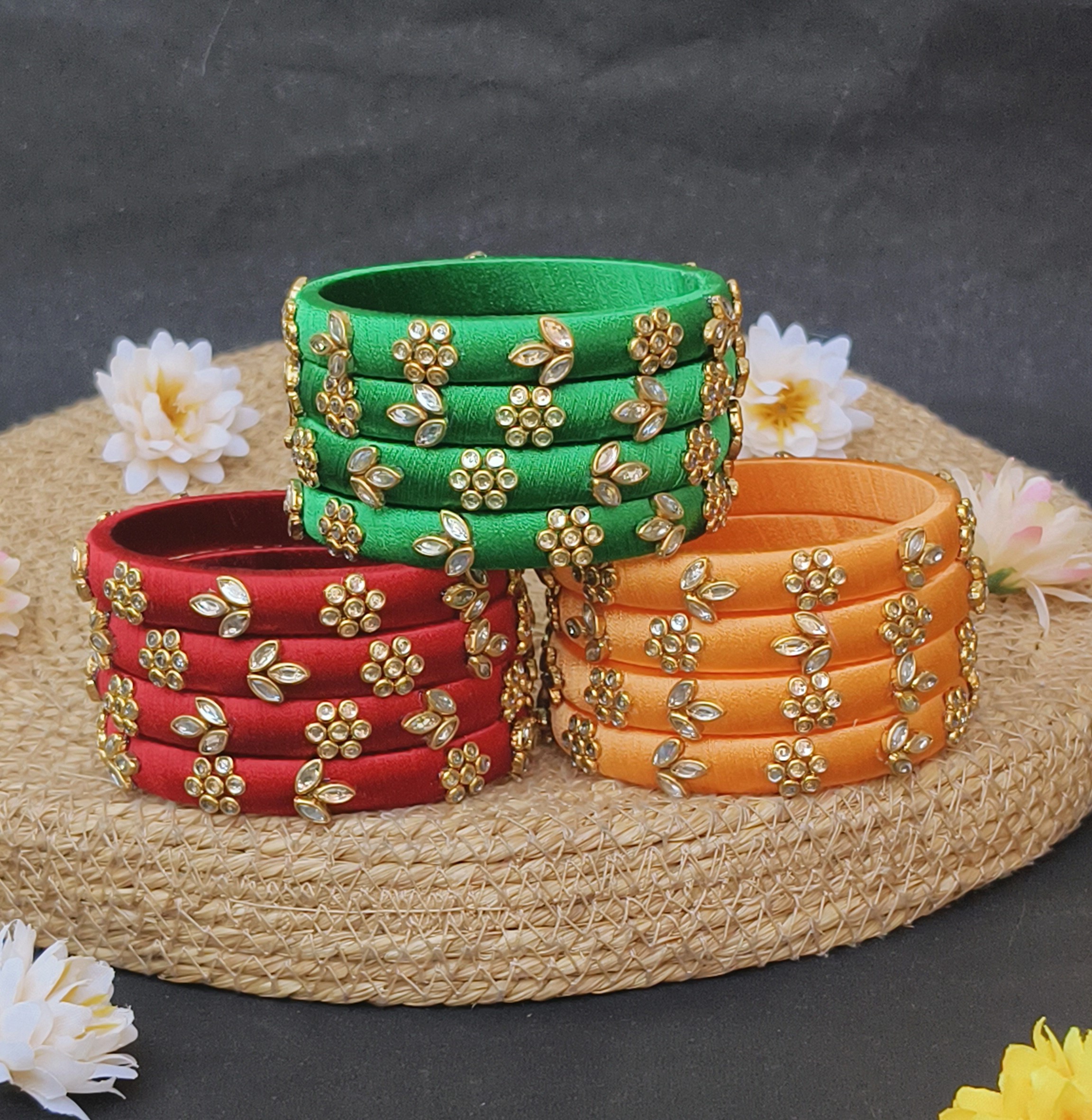 3 colors Combo set of 4 pieces bangles 02