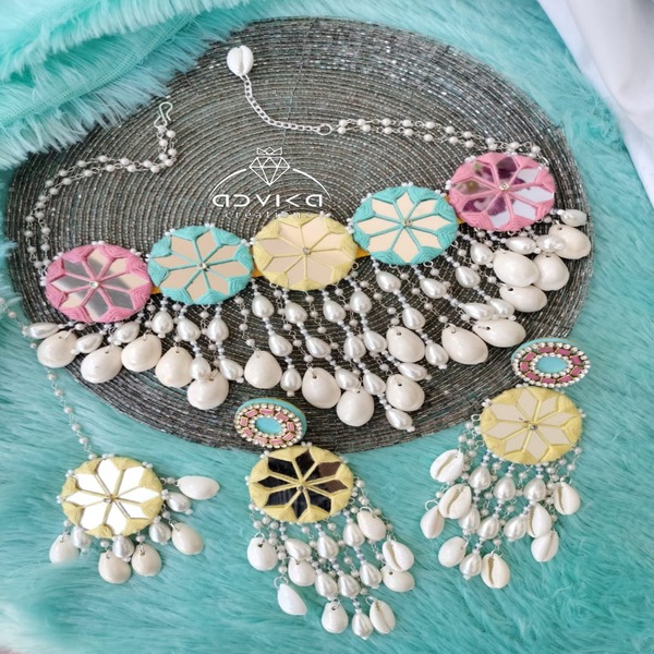 Pastel Multi color Mirror Jewellery Set for women and girls