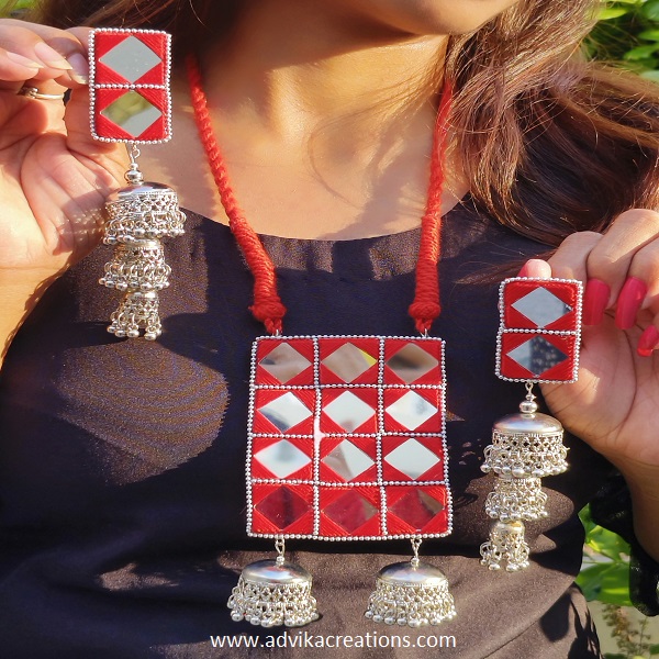 Rectangle mirror jewellery set