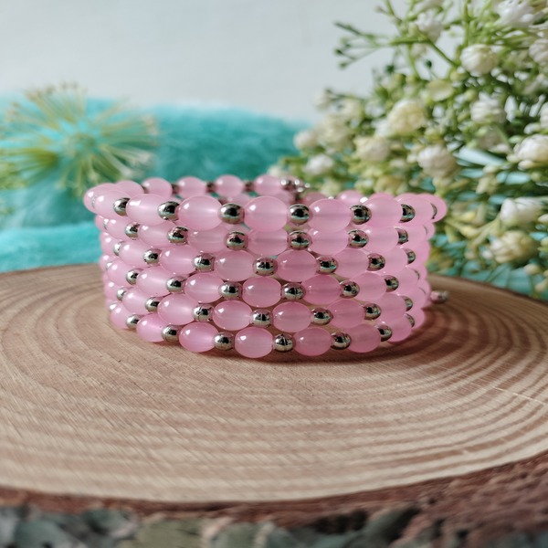 Pink beaded Stackable Bracelets