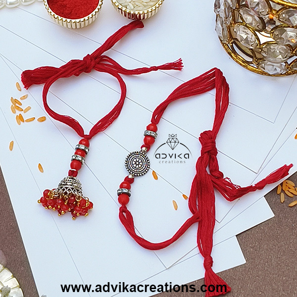 Red Bhaiya Bhabhi Rakhi Set