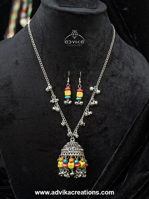 Oxidised Jhumka Mala 8