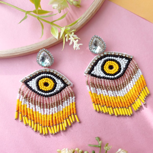 Evil eye beaded earring