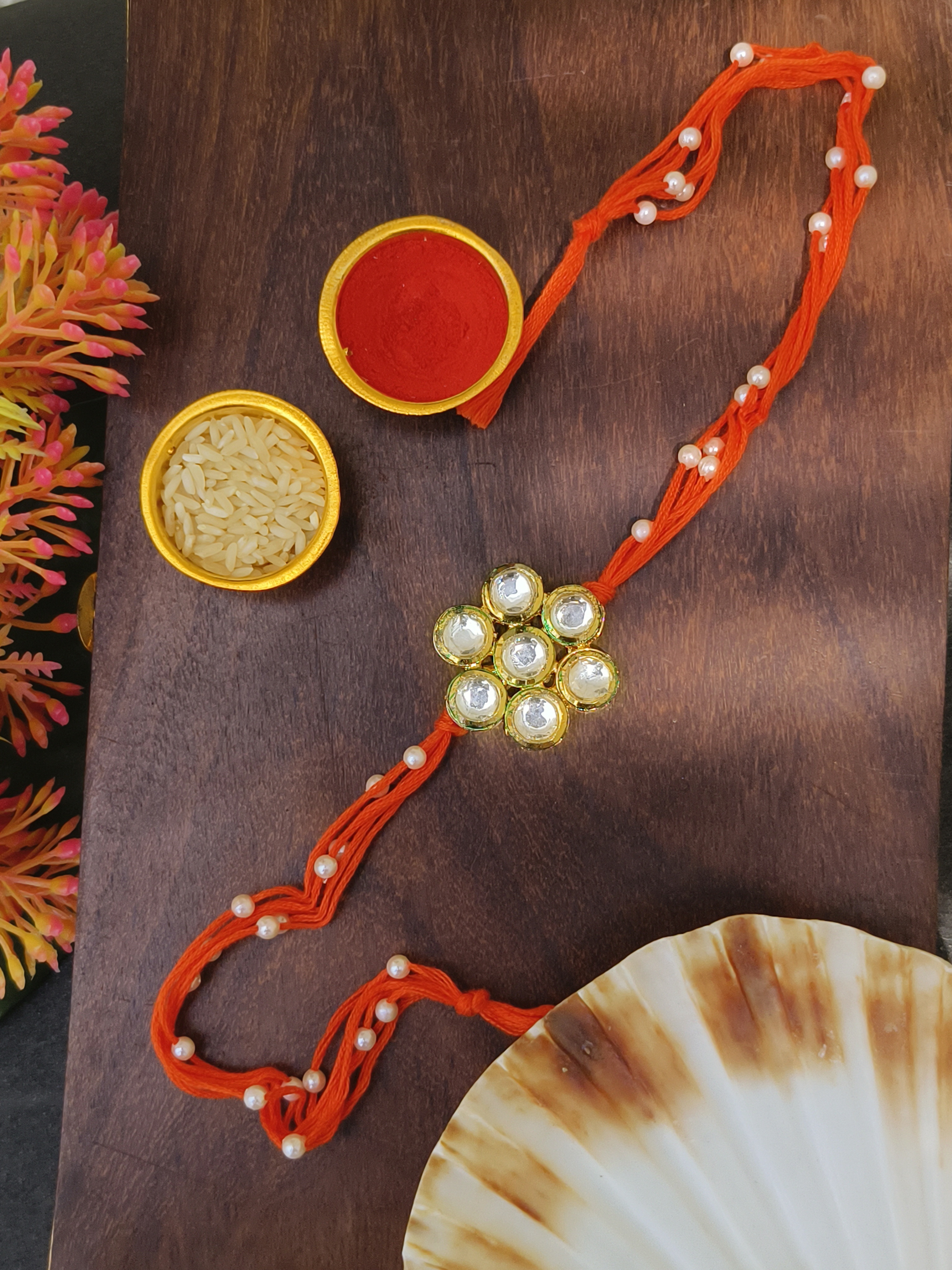 Round Kundan Rakhi
