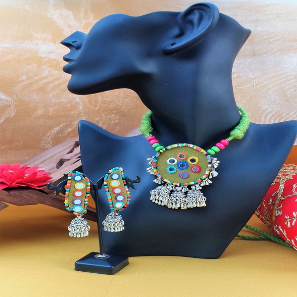 Festive ultimate Designer Mirror necklace and earring 