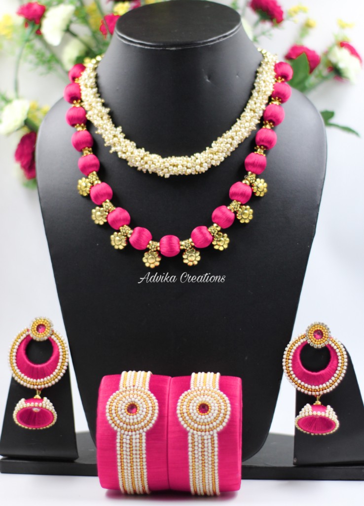 Party Wear Dark Pink Pearl Beaded Multi Strand Necklace at Rs 290/piece in  Shivpuri