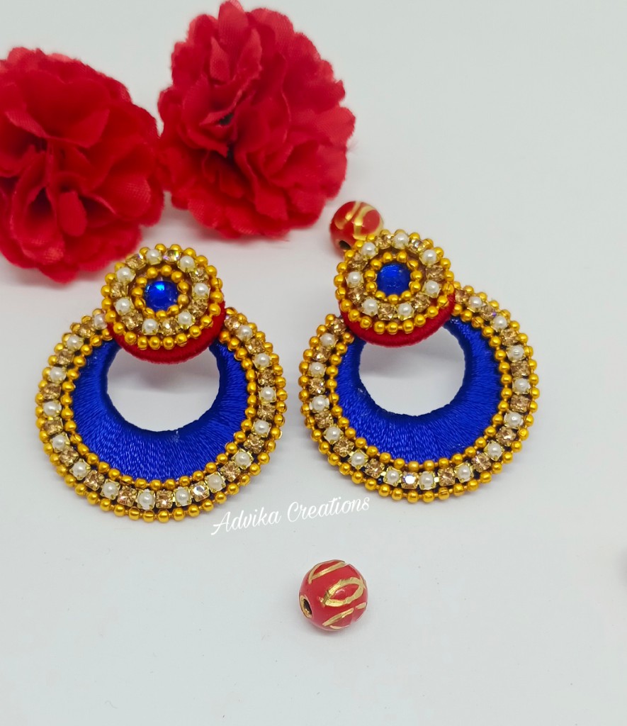 Buy thread trends Silk thread jewelry silk thread chandbali earrings Indian silk  thread jewelry set style-1 at Amazon.in